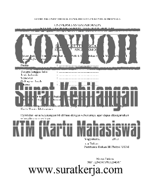 Contoh Surat Keterangan Kehilangan Kartu Mahasiswa (KTM 