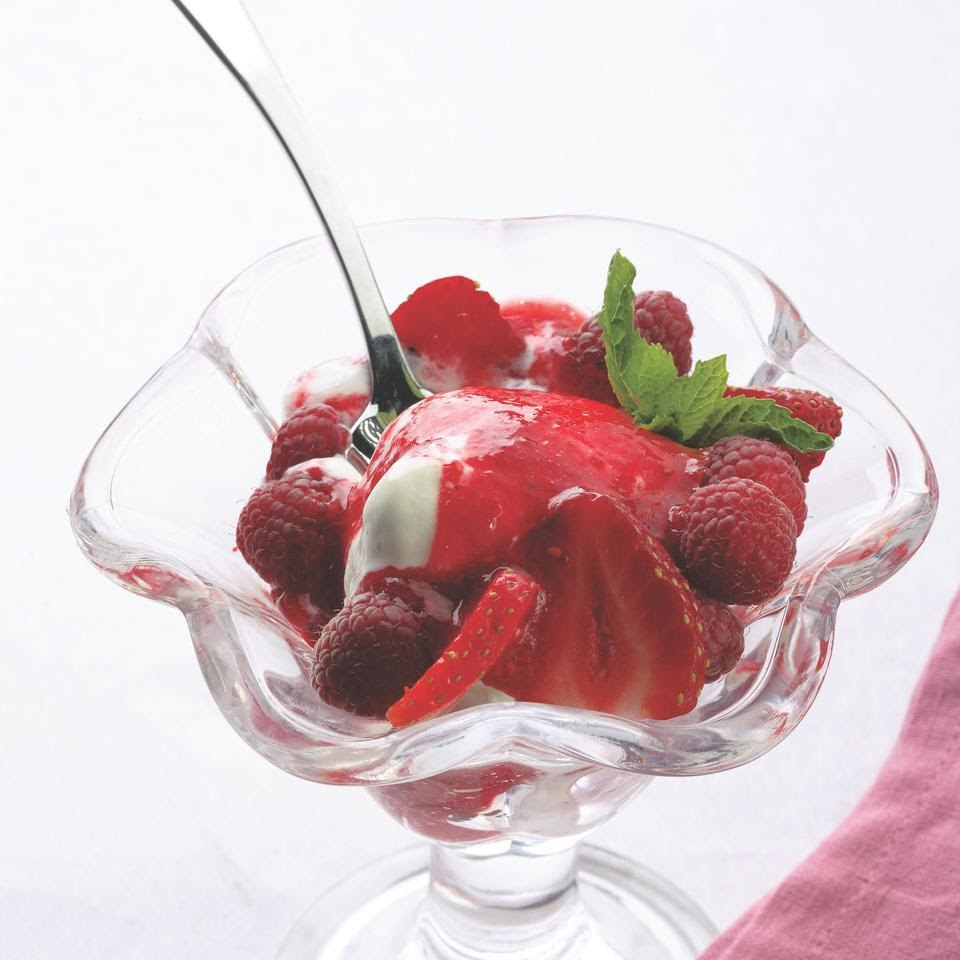 Strawberry-Raspberry Sundaes Recipe - EatingWell