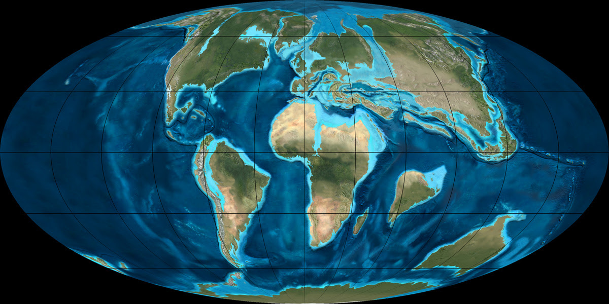 World Map 65 Million Years Ago