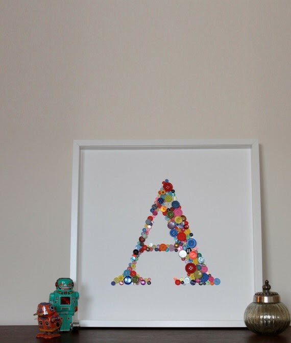 Large Letter - Button Framed Picture
