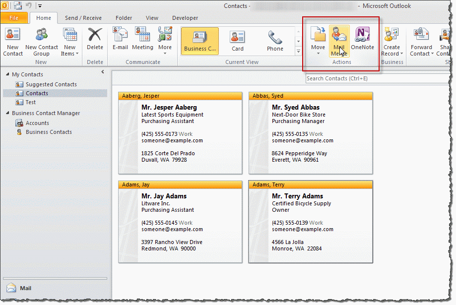 Printing Labels or Envelopes for Contacts