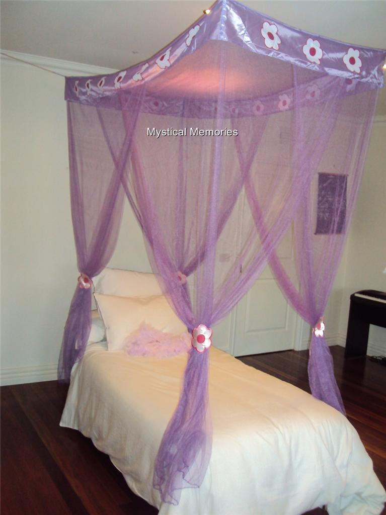 ... -Flower-Princess-Mosquito-Net-4-Poster-Bed-Canopy-Single-Bed-Gorgeous