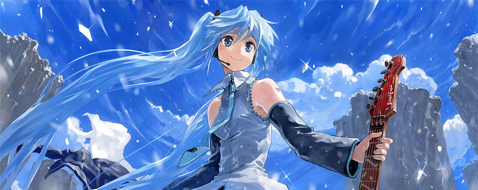 初音ミク ギターとミクの高画質なイラスト画像 ボカロ壁紙
