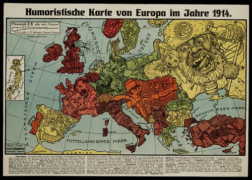 Humoristische Karte von Europa im Jahre 1914