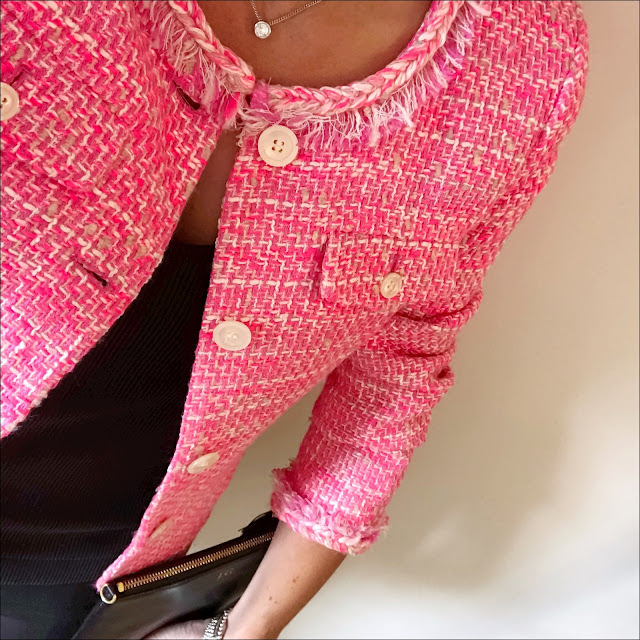 my midlife fashion, j crew lady tweed jacket, and other stories vest top, j crew sammie cropped kick flare trousers, baukjen sol sana porter heels
