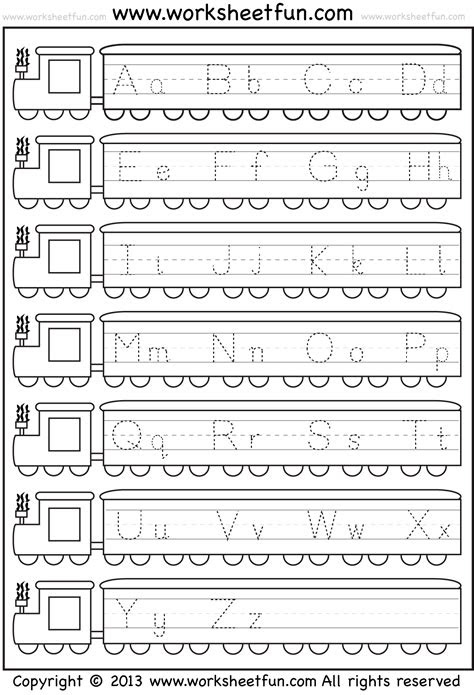They can be used in the classroom, at home, or even as a fun activity for birthday parties. train letter tracing abc worksheets preschool tracing alphabet