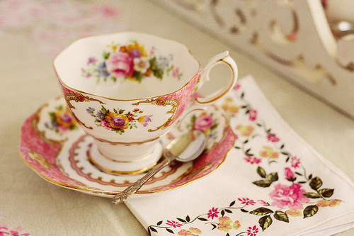 cup, cute, pink, retro, tea