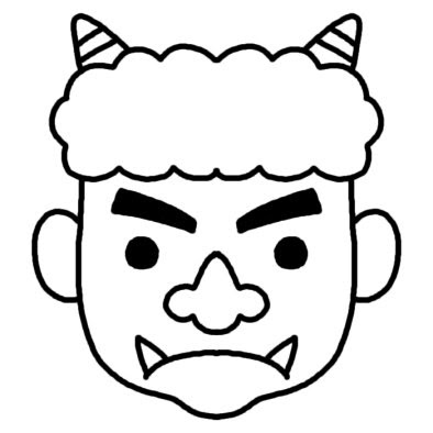 鬼1 節分 2月の行事 冬の季節 無料 白黒イラスト素材