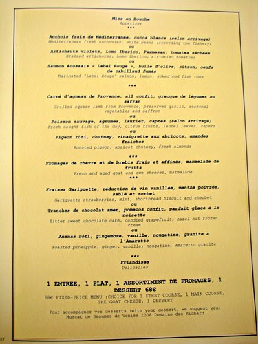 La Maison Jaune - Menu