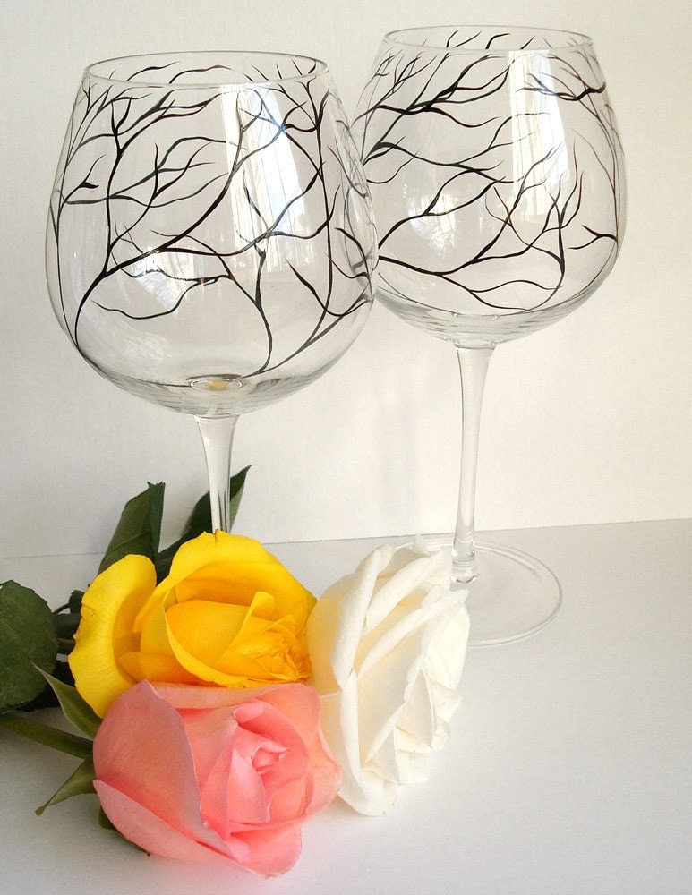 Mouth Blown Merlot Wine Glasses 