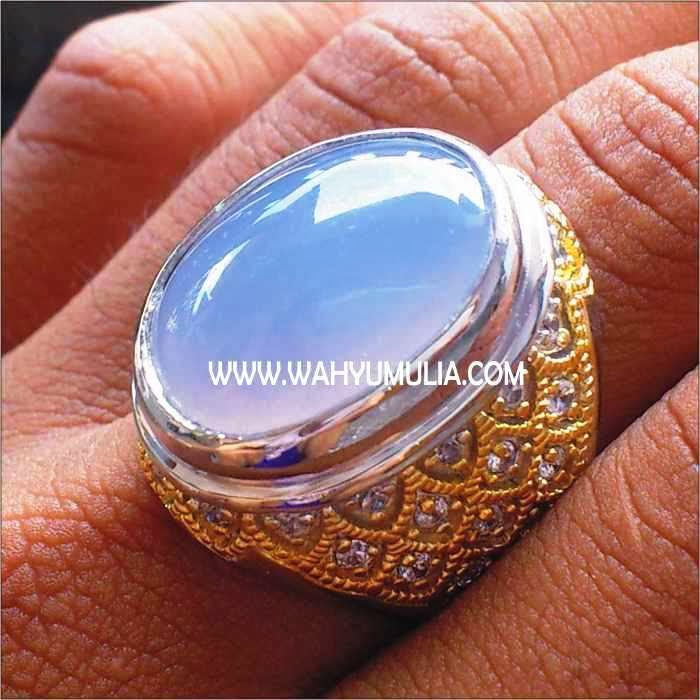 ... cincin batu permata biru langit blue chalcedony baturaja | mulia