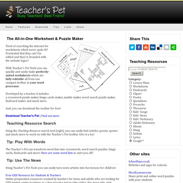 Teacher S Pet Free Worksheet Puzzle Maker Pearltrees