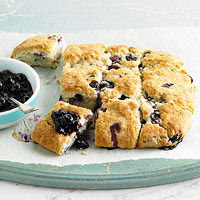 Blueberry Cream Biscuits with Blueberry Sauce