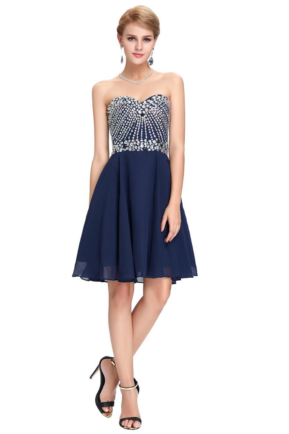 A Line Princess Chiffon Short Mini Christmas Party Evening Dresses
