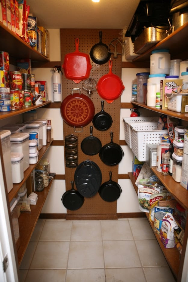 DIY Organizing Ideas for Kitchen - Hang 'Em In Your Pantry - Cheap and Easy Ways to Get Your Kitchen Organized - Dollar Tree Crafts, Space Saving Ideas - Pantry, Spice Rack, Drawers and Shelving - Home Decor Projects for Men and Women http://diyjoy.com/diy-organizing-ideas-kitchen