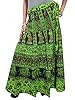 Boho Wrap Around Skirt Green Printed Cotton Maxi Long Skirt for Womans