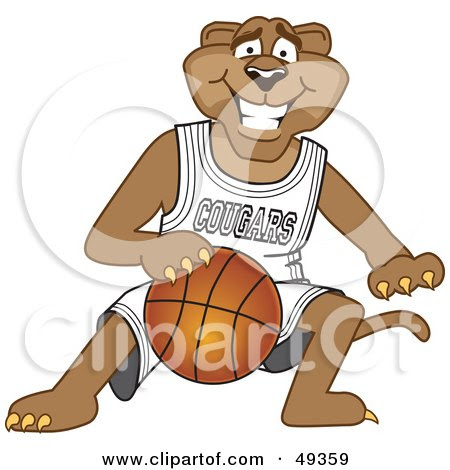 Love  Basketball Pictures on Cougar Mascot Character Dribbling A Basketball By Toons4biz  49359