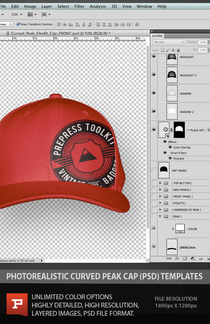 Download 11 Photoshop Caps PSD Images - 5 Panel Cap Template ...