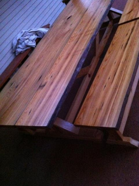 Ana White fancy x farmhouse table from sinker cypress ...