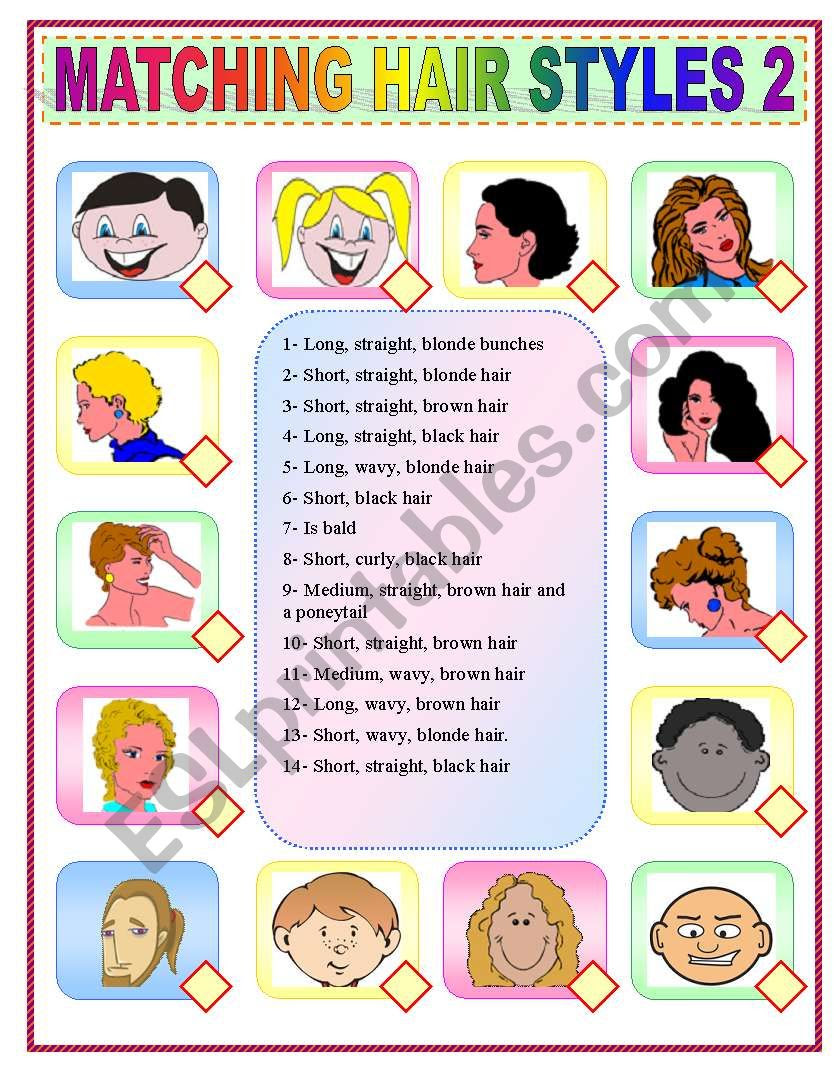MATCHING HAIR STYLES - ESL worksheet by sandytita