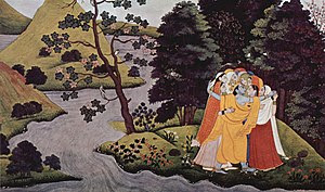 Krishna embraces Gopîs, Gîtâ-Govinda-manuscrip...