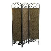 Ore International 3-Panel Room Divider, Antique Gold