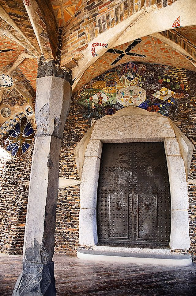 Modernist Door and Mosaic at Crypt in Colonia Guell