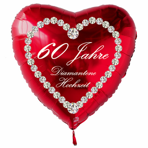6 Rote Herzluftballons "60 Jahre Diamantene Hochzeit ...