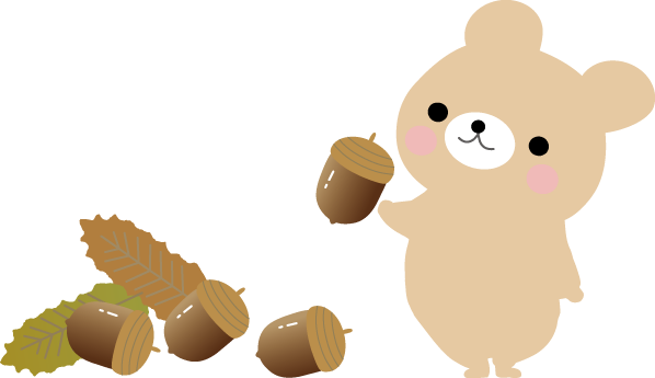 秋のイラスト 無料イラスト フリー素材 ドングリと動物たち