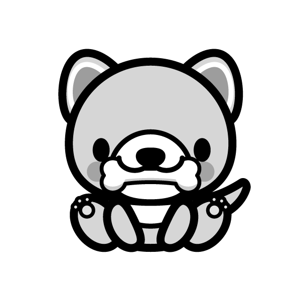 モノクロでかわいい犬と骨の無料イラスト 商用フリー オイデ43
