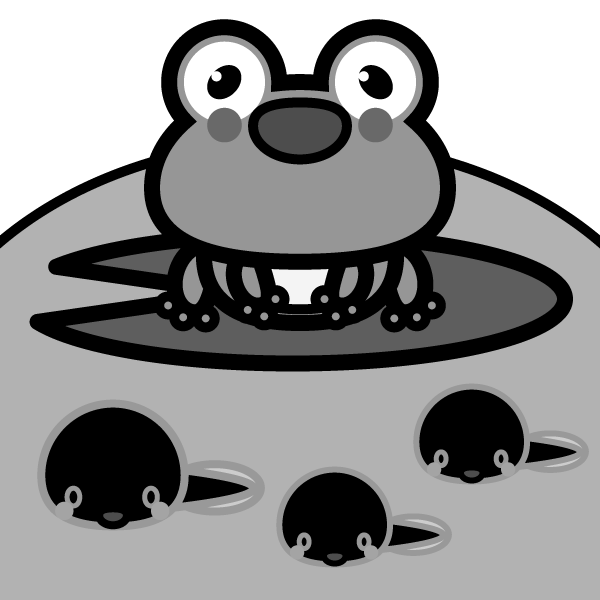 かわいいカエルとおたまじゃくしの無料イラスト 商用フリー オイデ43