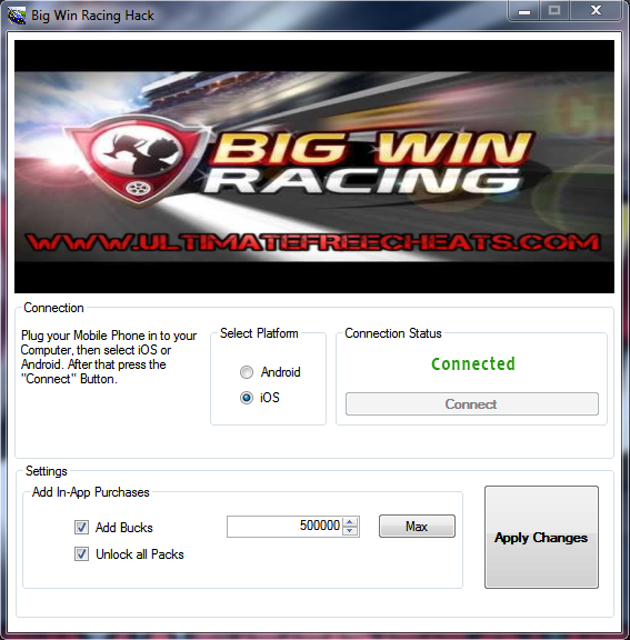 big win racing hack tool screenshot