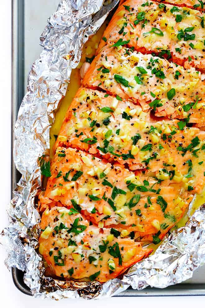 Garlic Lovers Salmon In Foil Baked Or Grilled Gimme Some Oven