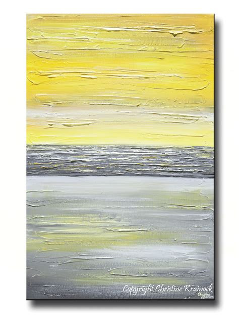 giclee print art abstract yellow grey painting vertical