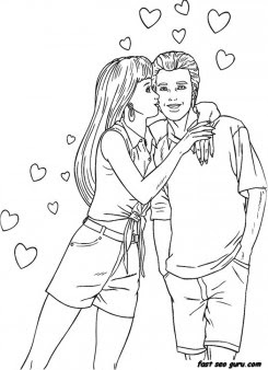 Print out Barbie and Ken coloring page - Printable 