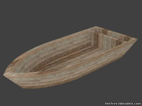 Simple Wood Boat - 3d model - .blend