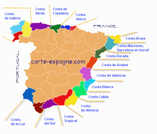 Carte Cote Espagne