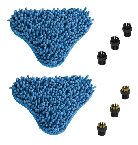 See H2O Mop X5 Blue Coral Mop Pad 2-pack and Steamer Brush 6-pack