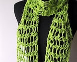 Cotton Scarf - Lime Green Spring Summer Lightweight Crochet Scarf - Free Shipping