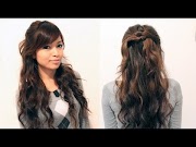 Popullar Easy Holiday Curly Half Updo Hairstyle for Medium Long Hair Tutorial, Newest!