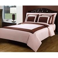 Luxury 5-PC Pink with Chocolate 300 Thread Count Full/Queen Duvet Cover Set 100 % Egyptian Cotton comforter cover set with matching pillow shams By sheetsnthings