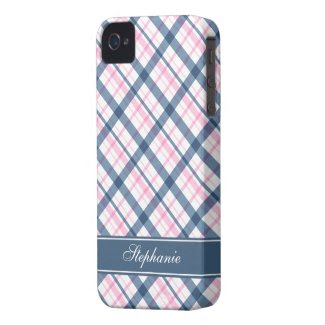 Navy Blue and PInk Plaid Pattern casematecase