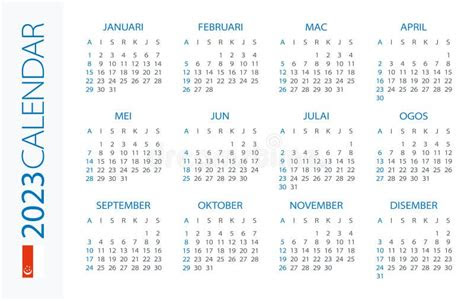  calendar 2023 year horizontal vector template illustration