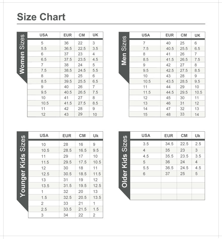chaco size chart