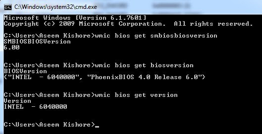 get bios version cmd