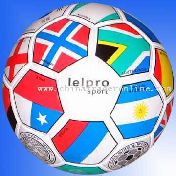 PVC Leather Hand-stitched Soccer Ball with Country Flag Printing
