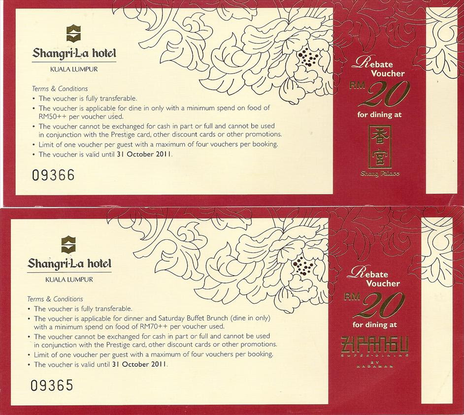 Shangri-La Hotel RM20 rebate dining voucher (Selangor, end ...
