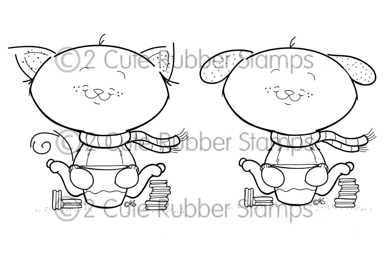 Cookies and Milk Cat and Dog Digital Stamps