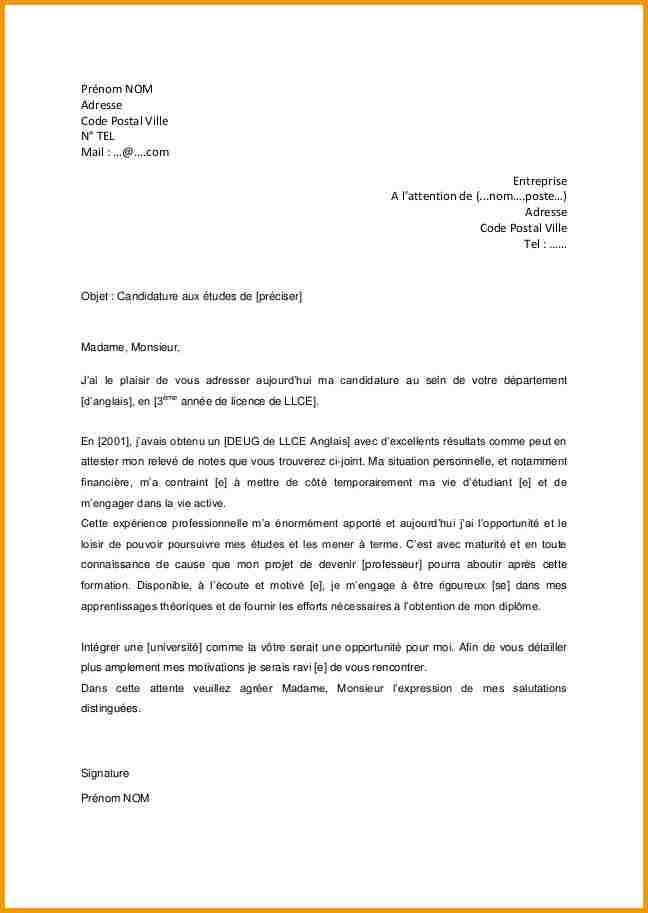 lettre de motivation administration - Modele de lettre type