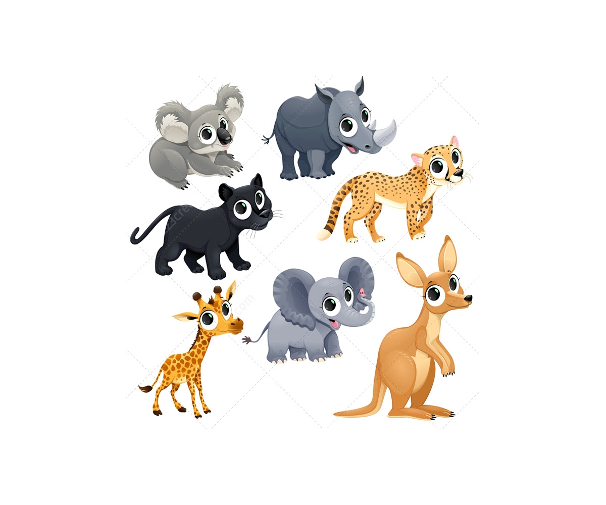 Download Funny exotic animal vector set - safari, zoo, Africa ...